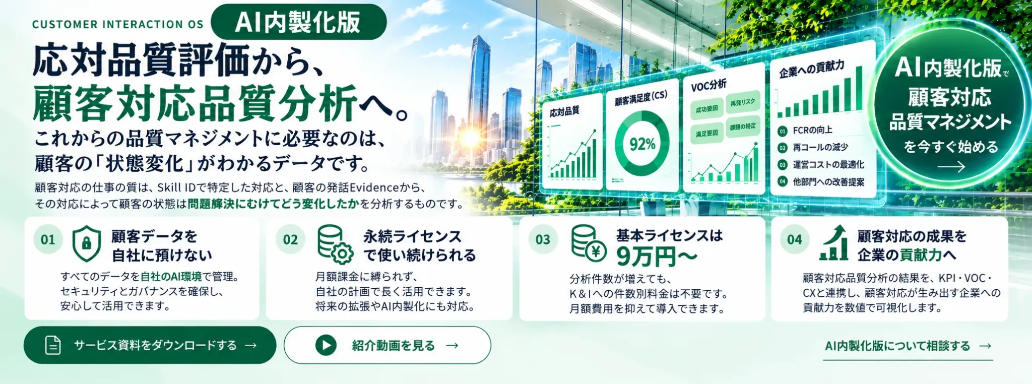 顧客対応品質分析とAI内製化を支えるCustomer Interaction OS AI内製化版。